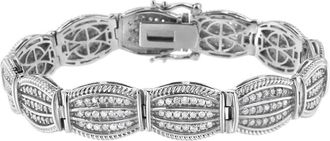 House of Brilliance Silver 3.0 Cttw Prong Set Diamond Art Deco Style Tennis Bracelet in White at Nordstrom