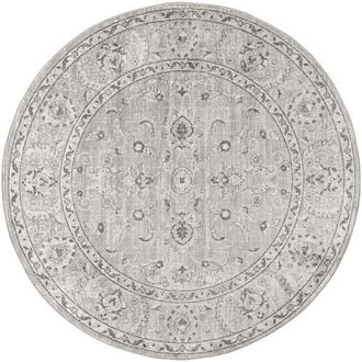 Jonathan Y Designs Modern Persian Vintage Round Area Rug in Light Grey at Nordstrom, Size 5Ft 0In X 5Ft 0In