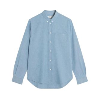 Maison Kitsun&eacute; Casual Shirts, male, Blue, Size: XL Profile Fox Regular Shirt