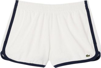 Lacoste Dames Terrycloth Shorts met Contrasterende Rand (Cr&egrave;me/Zwart)