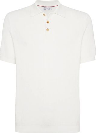 Brunello Cucinelli Polo a coste - Bianco