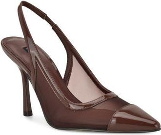 Nine West Jermain Slingback Pointed Toe Pump in Medium Brown at Nordstrom, Size 10.5