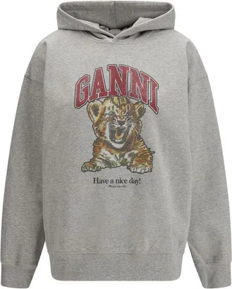 Ganni Gray Cotton Womens Sweatshirt