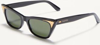 Valentino Occhiale Cat-Eye In Acetato Donna NERO/GREEN 51