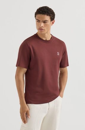 Brunello Cucinelli Cotton jersey crew neck T-shirt with logo in Red at Nordstrom, Size Xxx-Large