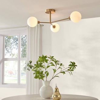 Furniturebox Martha 3 Frosted Glass Globes Ceiling Light in Gold