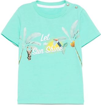 Lapin House slogan-print T-shirt - kids - Spandex/Elastane/Cotton - 2 yrs - Green