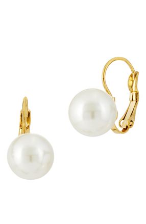 Savvy Cie Jewels 18K GOLD MOTHER OF PEARL LEVERBACK EARRINGS