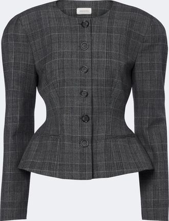 Magda Butrym Checked peplum virgin wool blazer