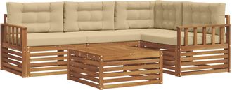 vidaXL Conjunto De Sof&aacute;s De Exterior 5 Uds. Natural Y Beige Vidaxl