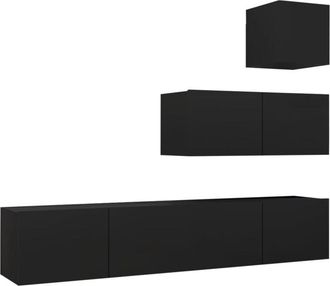 vidaXL 4 Piece TV Cabinet Set Black Engineered Wood vidaXL