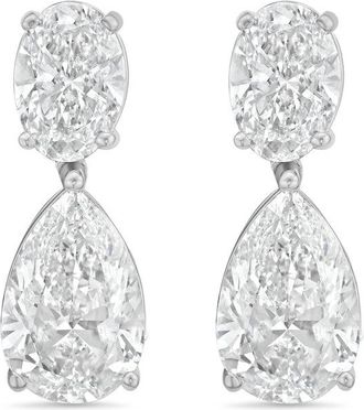 Diana M. Jewels 14KW WG 10.00 Ct TW of Lab grown oval and pear shape diamond drop earrings