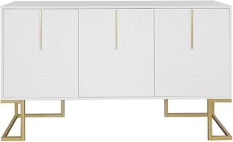 Urban Meuble Mueble de baño blanco de 3 puertas con patas doradas de diseño