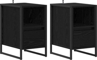 vidaXL Bedside Table 2 pcs Black Oak 39.5 x 30 x 50 cm Engineered Wood vidaXL