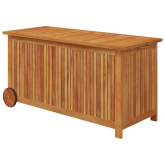 Berkfield Home Garden Storage Box with Wheels 113x50x58 cm Solid Wood Acacia in Brown | Size: 113 x 50 x 58 cm