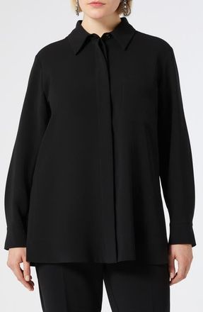Marina Rinaldi Cady Button-Up Shirt in Black at Nordstrom, Size 16W