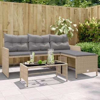 vidaXL Vidaxl - Divano Giardino con Tavolo e Cuscini a l Beige Misto Polyrattan