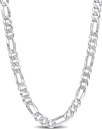 Amour 8.9mm Flat Figaro Chain Necklace In Sterling Silver, 22 In
