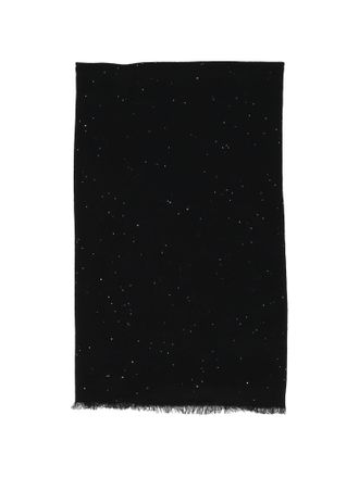 Faliero Sarti Black Raissa Reflective Fringed Scarf