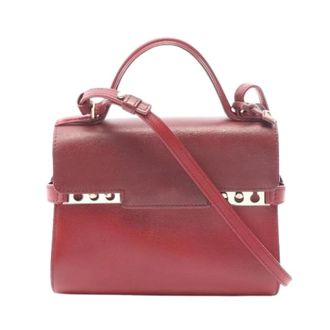 Delvaux Pre-owned Tempete PM Leder 2way Handtas - Dames - Pre-owned - Rood - Maat: ONE Size Leer
