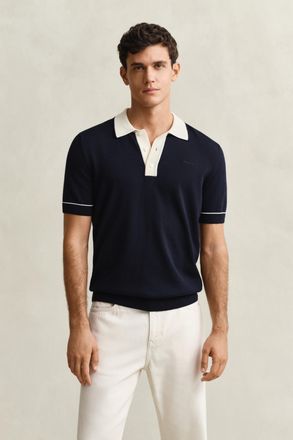 GANT Men Cotton Modal Polo Sweater (XXXL) EVENING BLUE