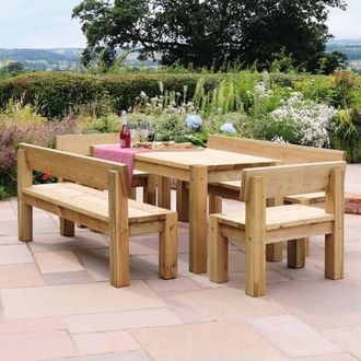 Zest Zest - Philippa Wooden Dining Table & 2 x Bench & 2 x Chair Set Patio