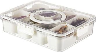 OEM Fiambrera Reutilizable Con Tapa Y Asa, Con Compartimento Para Fruta, Dulces, Verduras, Frutos Secos Y Otros Aperitivos. Ideal Para Fiestas, Viajes Y P