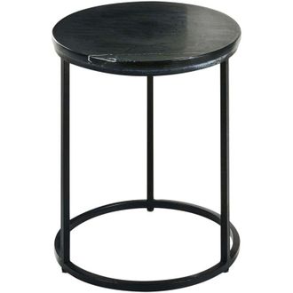 Beliani Side Table Black Base &oslash; 40 cm Metal Frame Ceramic Top Marble Modern Design Living Room TYRELL