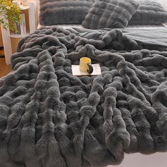 OEM Manta De Terciopelo De Conejo Gruesa De Doble Cara, Tejido Duradero, Para Cama, Sala De Estar, Siesta, Invierno