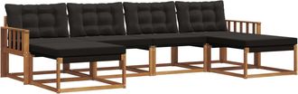 vidaXL Conjunto De Sof&aacute;s De Exterior 6 Uds. Natural Y Negro Vidaxl