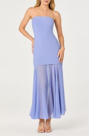 ASTR the Label Lizet Strapless Maxi Dress in Periwinkle at Nordstrom, Size Medium