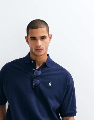 Polo Ralph Lauren Polo a maniche corte comoda in maglia blu navy