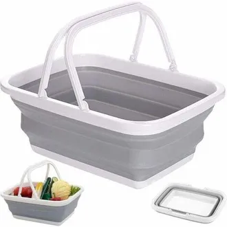 OEM Cesta De Lavander&iacute;a Plegable, Cesta De La Compra Rectangular Plegable, Caja Plegable Multifuncional Con Asa De Silicona Y Pl&aacute;stico Para Lavar Platos, 