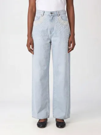 Giuseppe Di Morabito High-Waisted Wide-Leg Jeans in Denim with Beads
