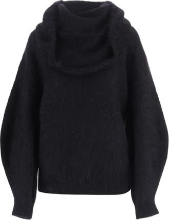 The Garment Stretch Mohair-Blend Sweater with Draped Neckline