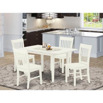 East West Furniture Dining Table- Dining Chairs, NOFK5-LWH-W