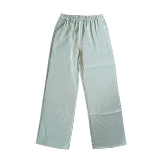Calvin Klein Wide Trousers, female, Green, Size: XS Hammered Satin Textured Trousers
