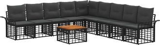 vidaXL Conjunto De Sof&aacute;s De Exterior 10 Uds. Negro Y Gris Oscuro Vidaxl