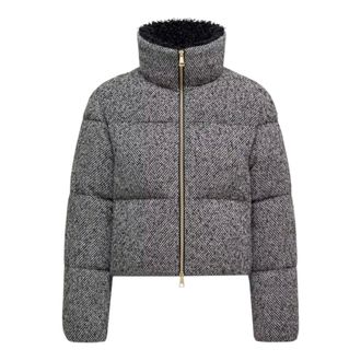 Moncler Down Jackets, female, Gray, L, Brezesse Wool Bouclé Short Down Jacket