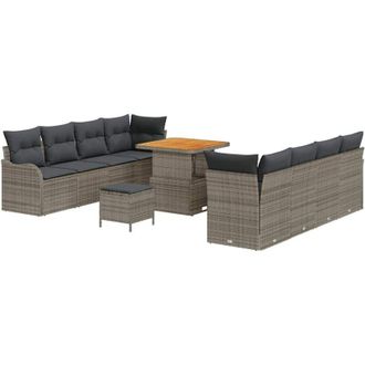 vidaXL Vidaxl - Conjunto De Sof&aacute; De Jard&iacute;n 11 Pcs Gris 80 X 80 X 71 Cm