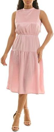 Nina Leonard Sleeveless Back Bow Tiered Dress in Rose Pink at Nordstrom Rack, Size X-Large
