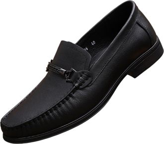Generic Mens Dress Loafers Slip On Soft Comfortable Business Casual Shoes Black Leather Penny Loafers for Men (Black,6.5)