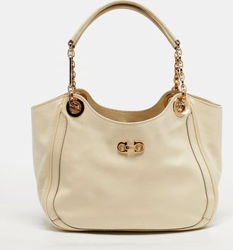 Ferragamo Betulla Cream Leather Tote