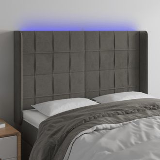 vidaXL Cabecero Con Led De Terciopelo Gris Oscuro 147x16x118/128 Cm Vidaxl