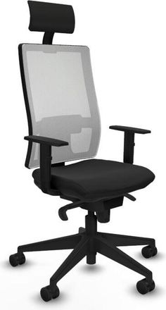 Piqueras y Crespo Piqueras Y Crespo - Horna sincro malla blanca similpiel negro brazos 1D base piramidal cabecero fijo ruedas 65mm nailon