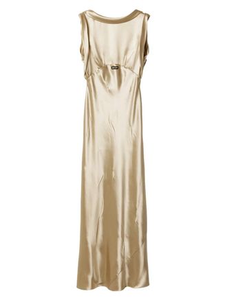 Miu Miu Maxi-jurk met satijnen-effect en diepe ronde rug - Beige