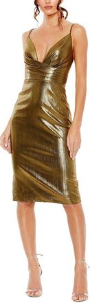 Mac Duggal Metallic V Neck Midi Dress