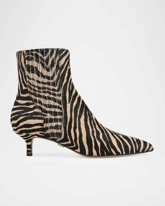 Veronica Beard 45mm Lisa Zebra Calf Hair Ankle Boots