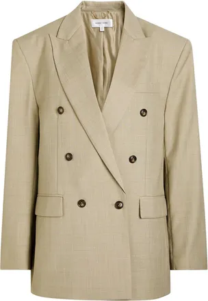 Ronny Kobo 1988 Double-breasted Woven Blazer - Taupe - XS/S (UK6-8 / XS)