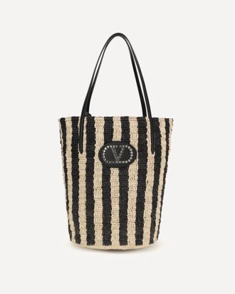 Valentino Garavani Borsa a Secchiello in rafia a righe Woman UNI
